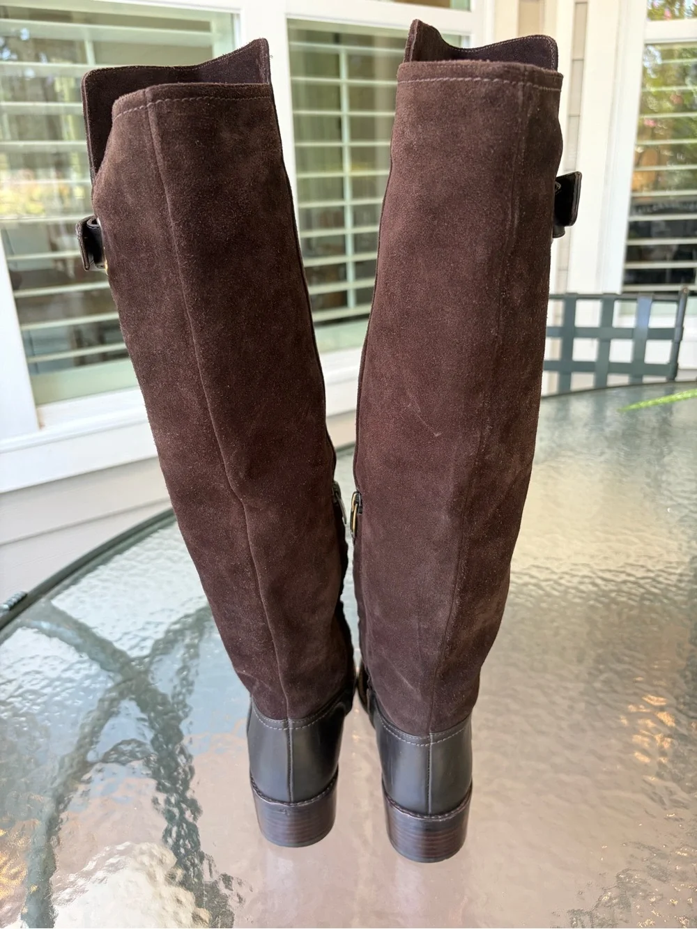 Joan & David brown suede and leather riding boots women's size 6 1/2M Preowned